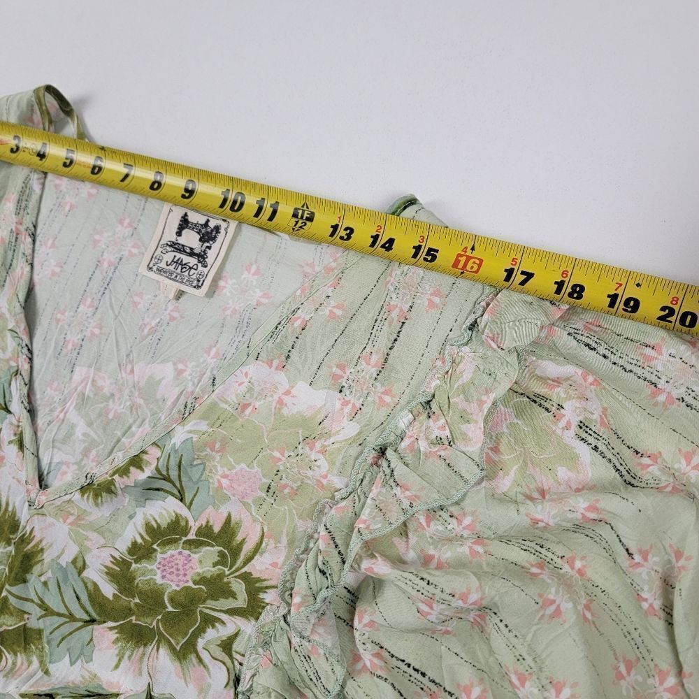 Jaase Light Green Floral V-Neck Ruffle Sleeve Top - Picture 5 of 14